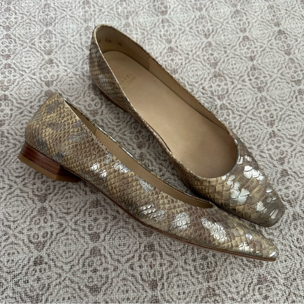 Stuart Weitzman Snipper Flats In Honey Mica Python - image 2